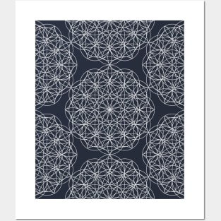 Black and white Flower of life mandala pattern Posters and Art